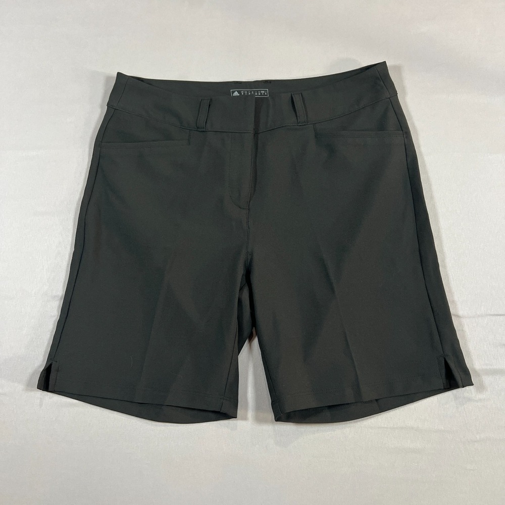 Adidas Golf Shorts Womens 6 Black Flat Front Mid Rise Side Split Performance